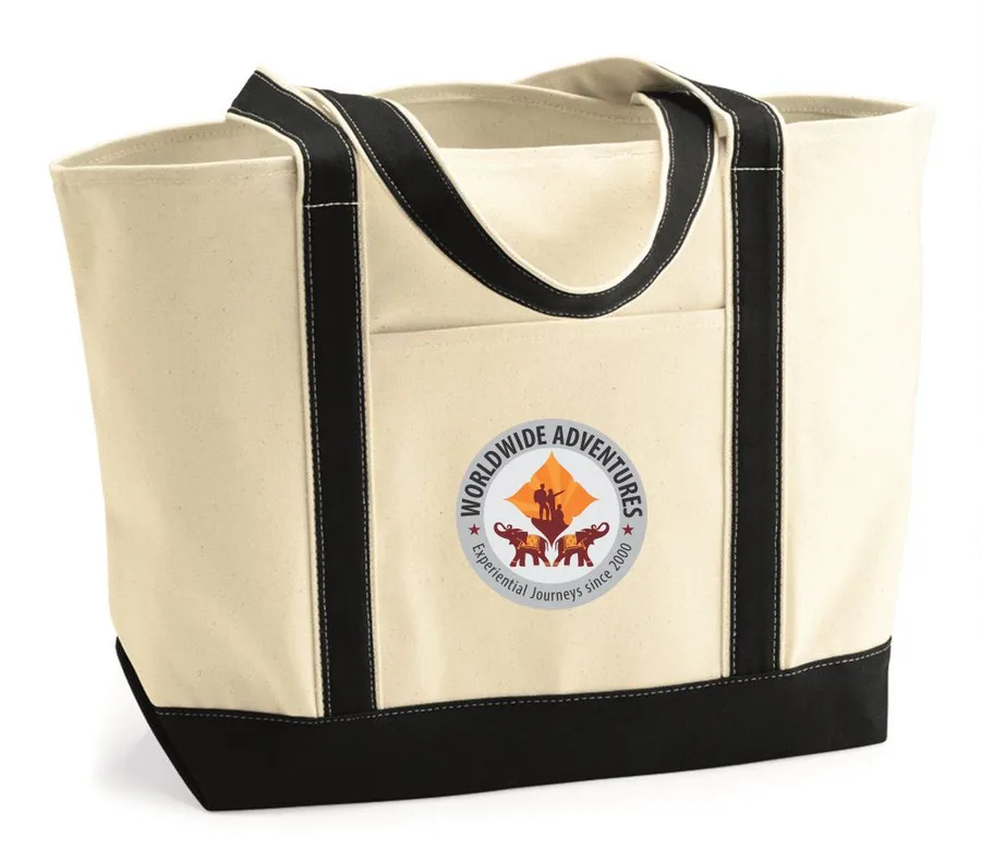 Canvas boat tote, black trim (CNS-06)
