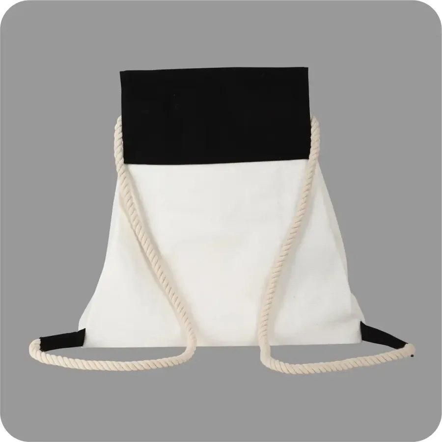 Canvas backpack, drawstring, black flap (CNS-75)