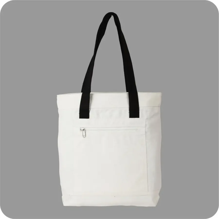 Canvas tote, black handles, zip pocket (CNS-82)