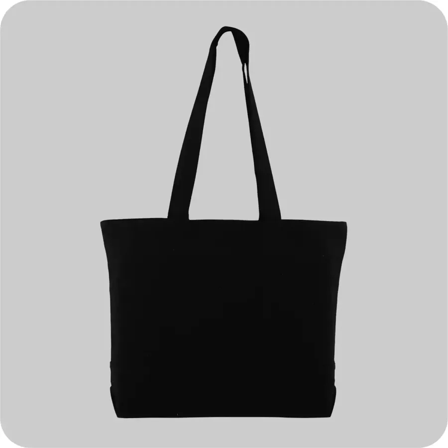 Canvas shopper, black, zip top (CNS-92)
