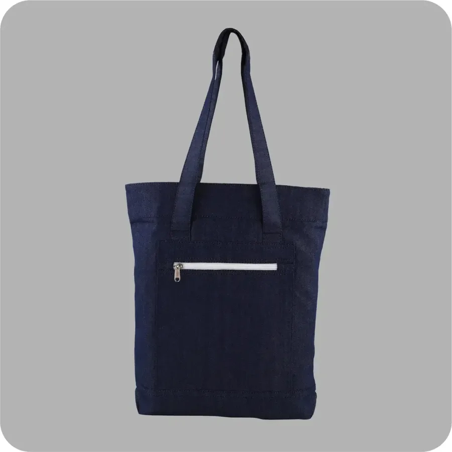 Denim tote, zip, front pocket (DNM-49)