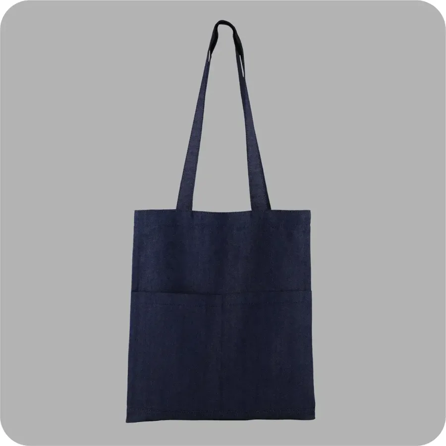 Denim tote, two front pockets (DNM-50)