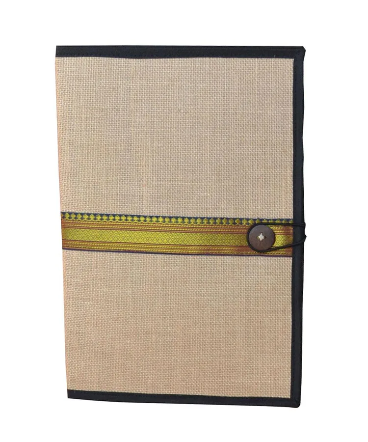 Jute folder, band and button (FDR-01)