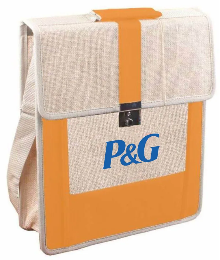 Jute conference bag, flap and clip (JTE-04)
